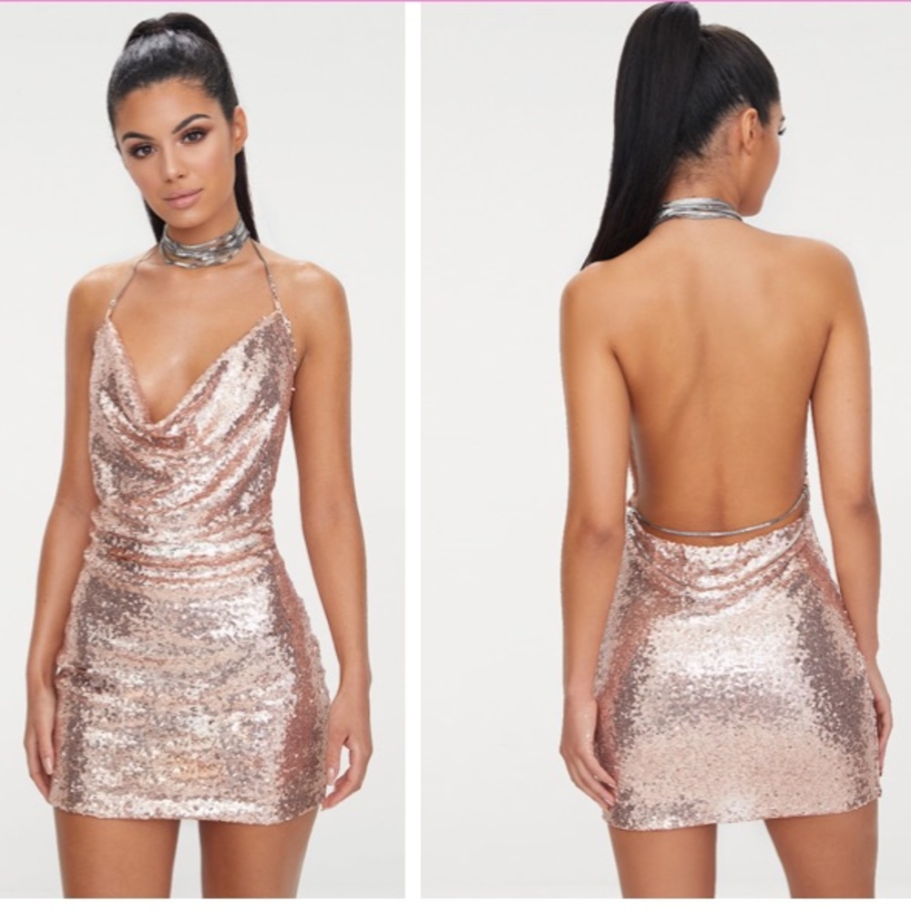 Rose Gold Sequin Mini Dress✨✨